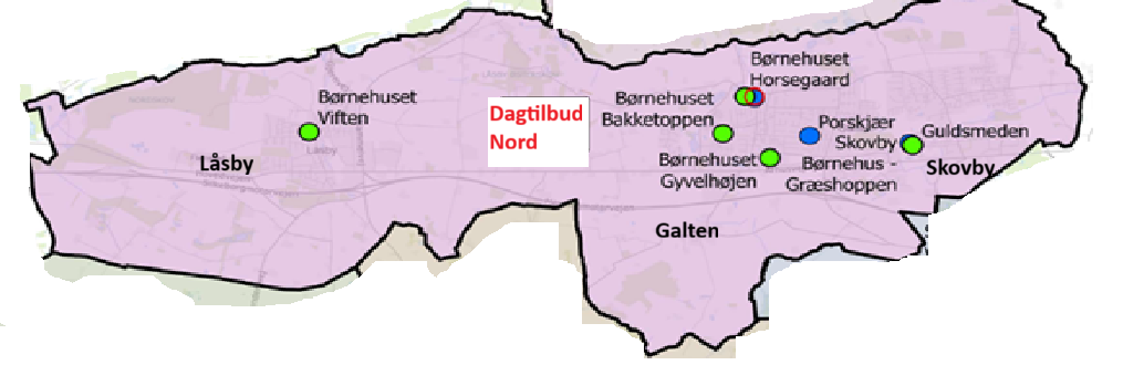 Kort over Dagtilbud Nord